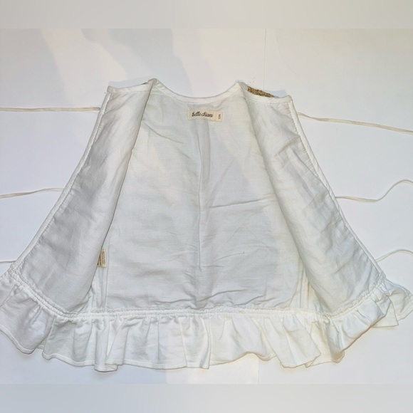 Girl’s 12 Belle Chiara coquette ruffled Natural raffia straw vest Easter Spring - Picture 4 of 10